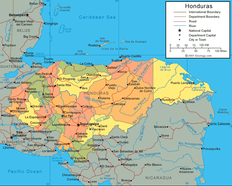 Honduras Country politisch Map